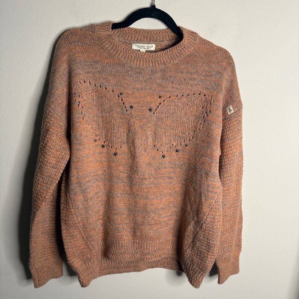 Thursday Island Women's Orange Wool Blend Long Sleeve Sweater - Size M Medium